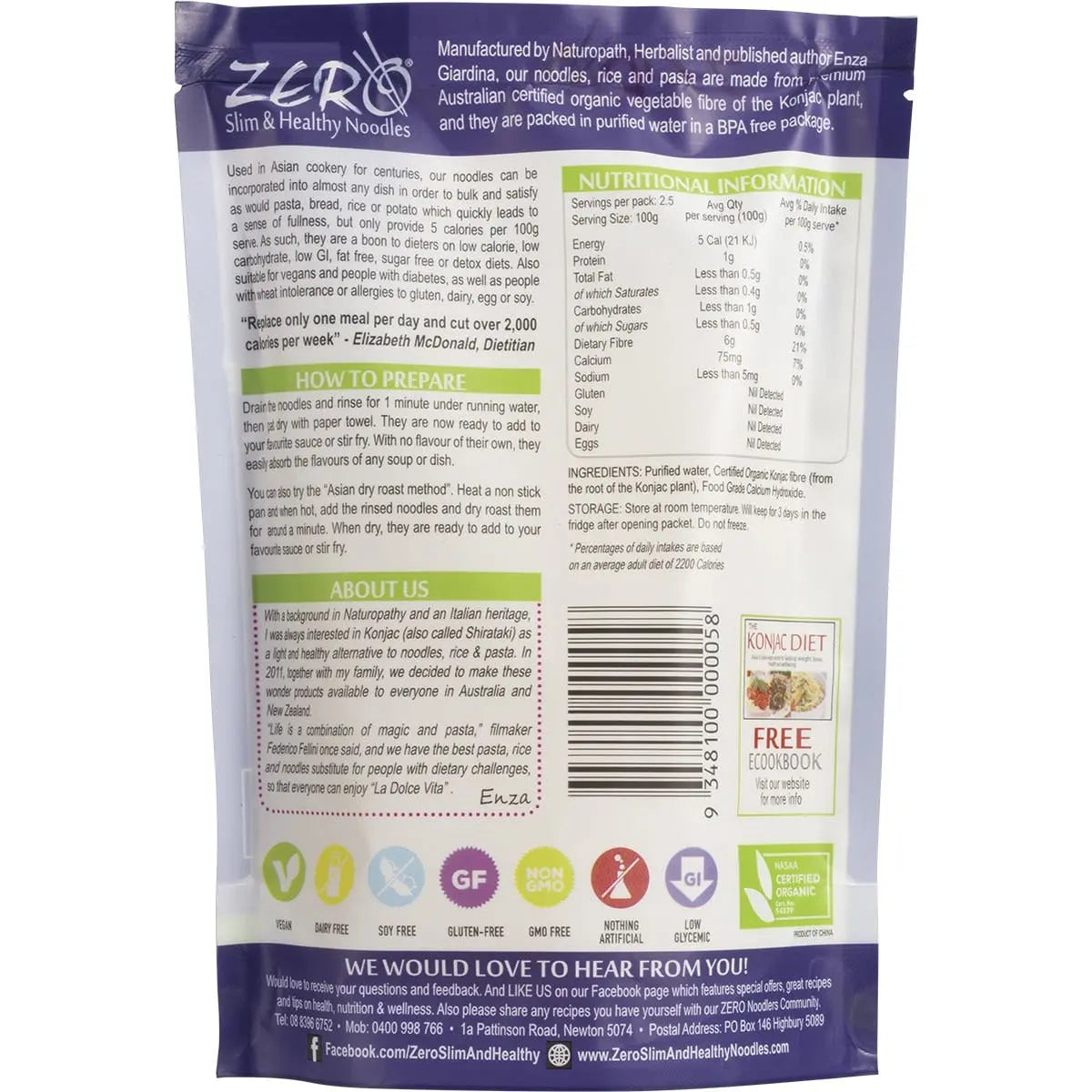 ZERO SLIM & HEALTHY Certified Organic Konjac Noodles Style 400g ZERO