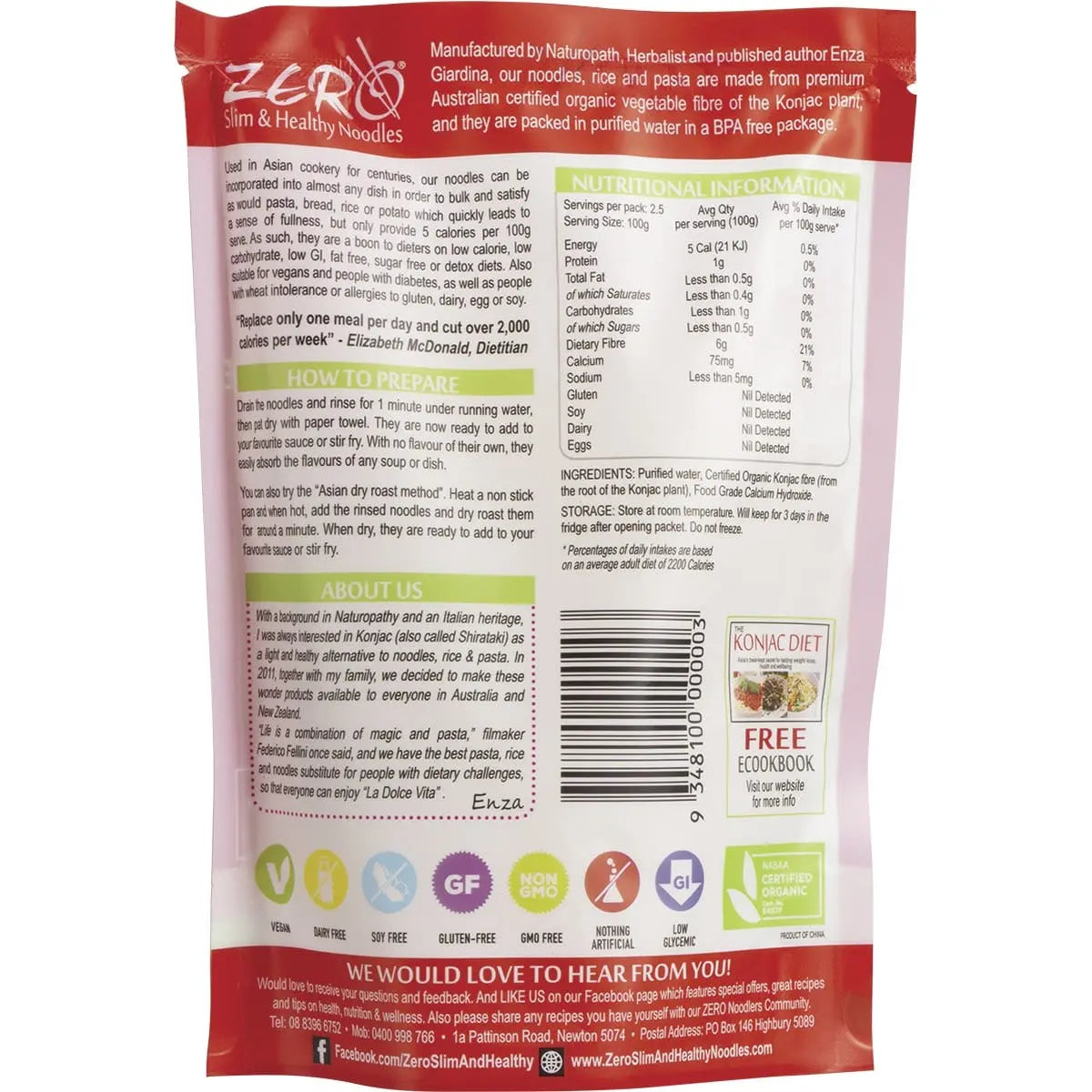 ZERO SLIM & HEALTHY Certified Organic Konjac Rice Style 400g ZERO