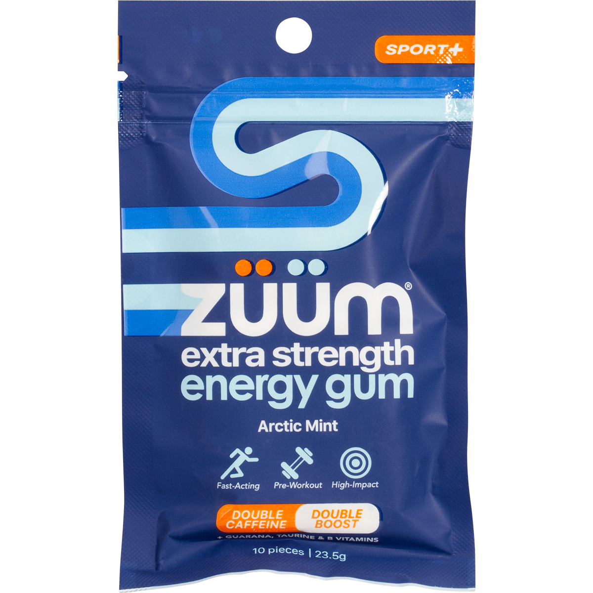 Zuum Energy Extra Strength Sport Arctic Mint Chewing Gum 10 Pack x 16 Pack