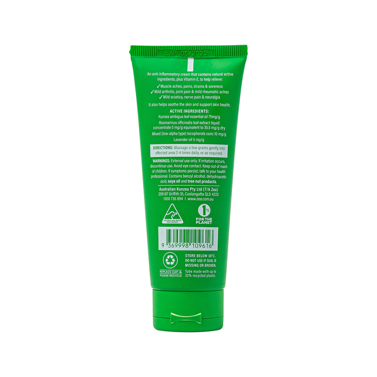 Zea Relief Kunzea Pain Relief Cream (Kunzea, Rosemary, Lavender, Vitamin E) Tube 100g - Cutprice Online