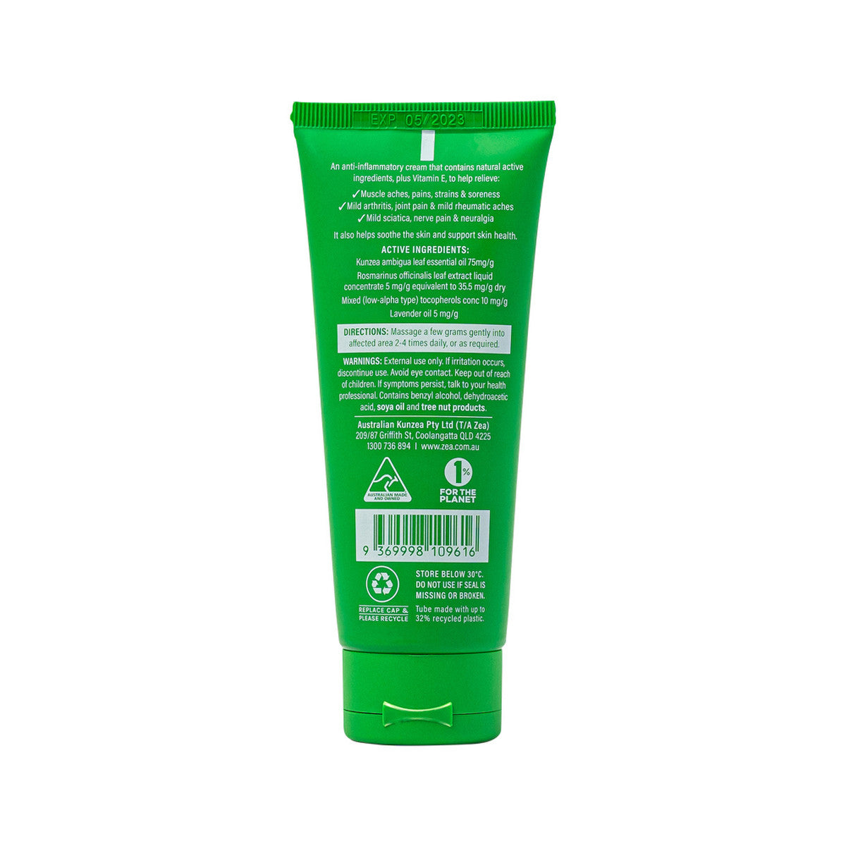 Zea Relief Kunzea Pain Relief Cream (Kunzea, Rosemary, Lavender, Vitamin E) Tube 50g - Cutprice Online