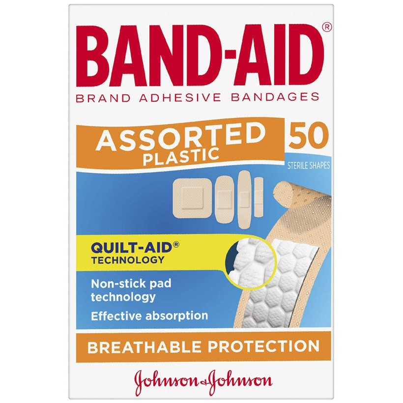 Band-aid Brand Plastic Strips Assorted Shapes 50 Pack - Cutprice Online