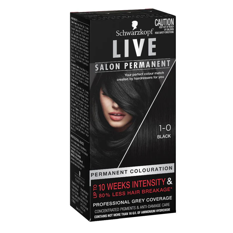 Schwarzkopf Live Salon Permanent 1-0 Black - Cutprice Online