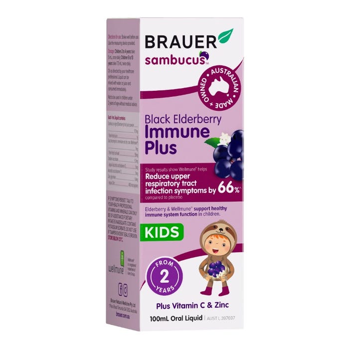 Brauer Sambucus Kids Black Elderberry Immune Plus 100ml BRAUER