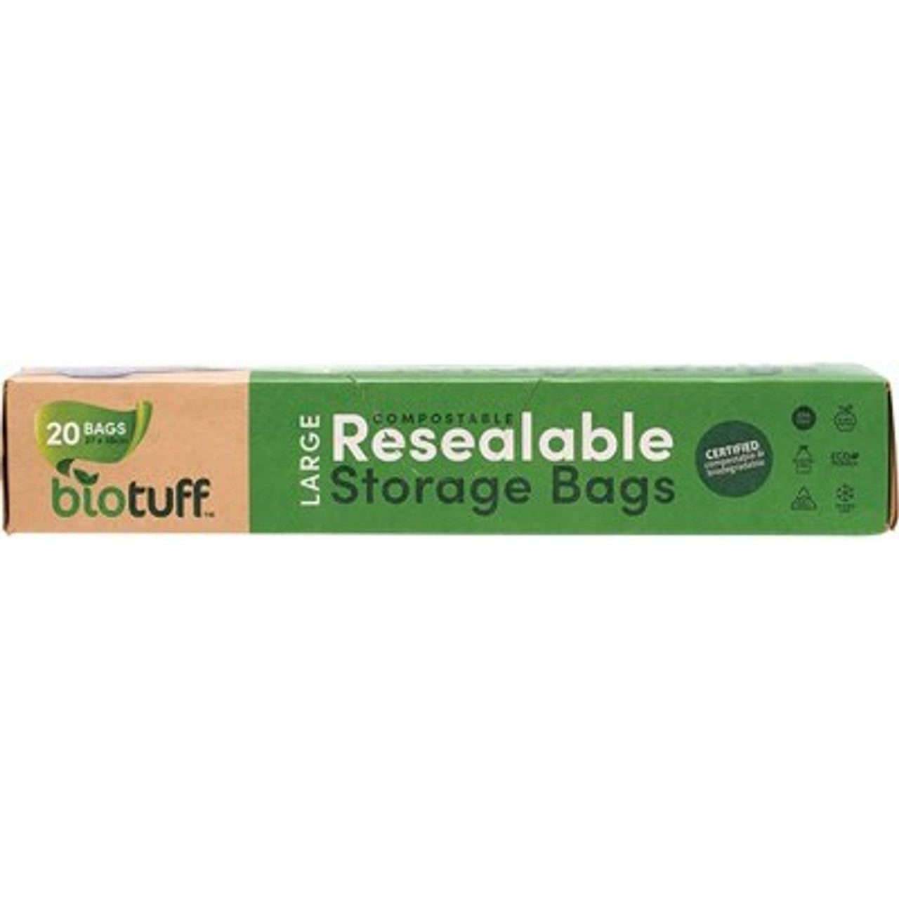 Biotuff Resealable Large Storage Bags 27x30cm 20 BIOTUFF