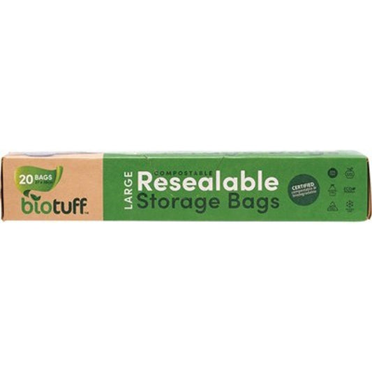 Biotuff Resealable Large Storage Bags 27x30cm 20 BIOTUFF