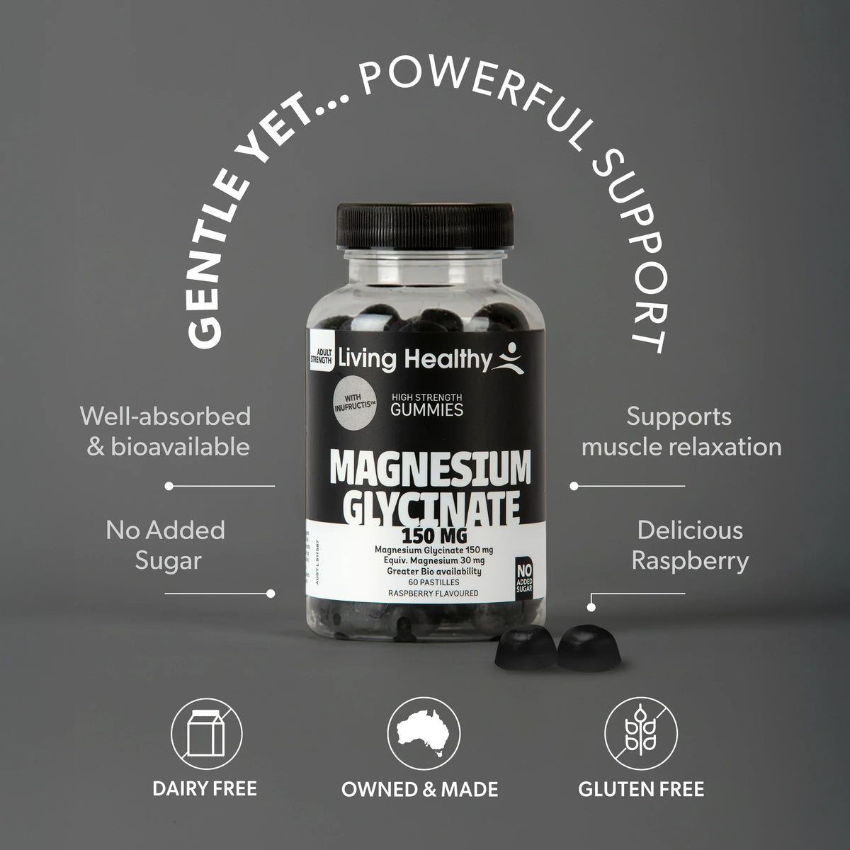 Living Healthy Gummies Magnesium Glycinate 150mg 60 Pastilles