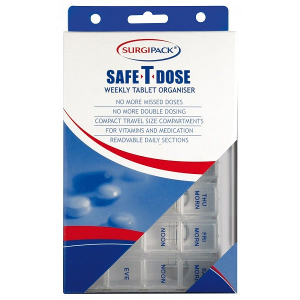 SURGIPACK SAFE-T-DOSE COMPACT WEEKLY MEDICATION ORGANISER (6472) - Cutprice Online