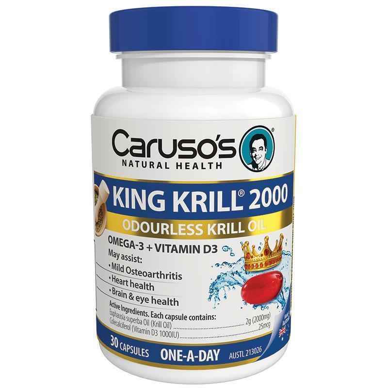 Caruso's Natural Health King Krill 2000mg + Vitamin D3 30 Capsules - Cutprice Online