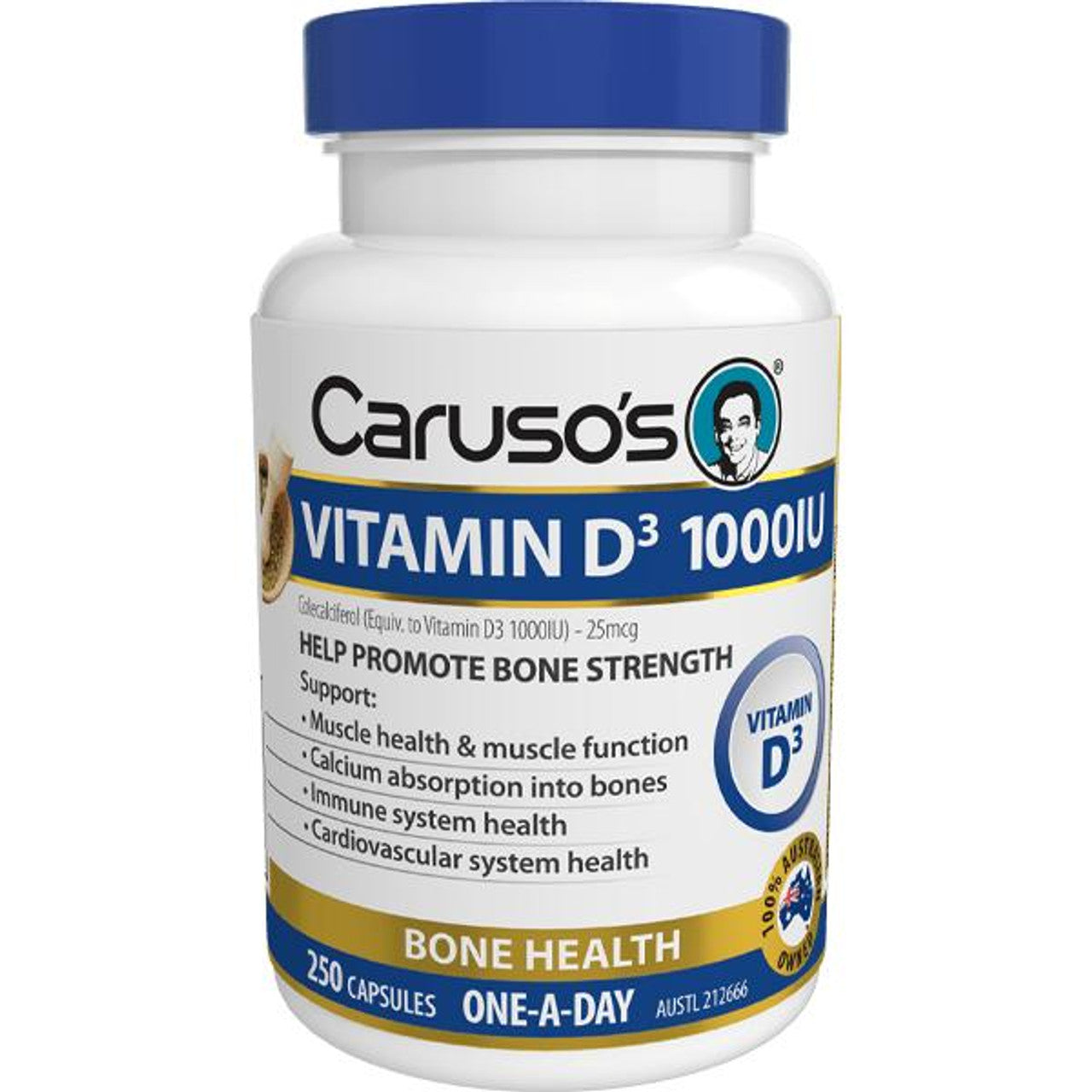 Caruso’s Vitamin D3 1000IU 250 Capsules - Cutprice Online
