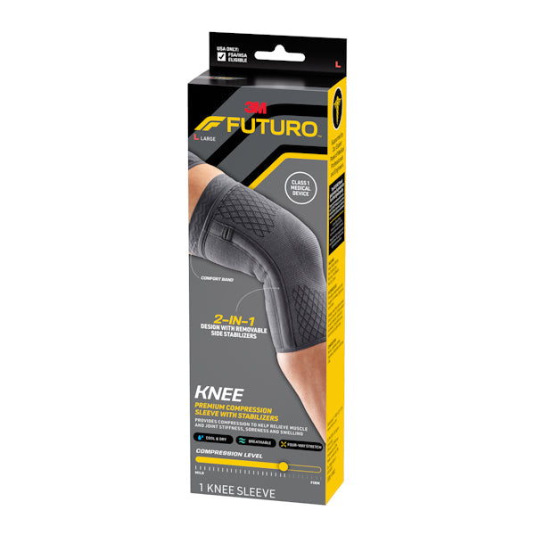 FUTURO Premium Compression Knee Sleeve with Stabilizers Large