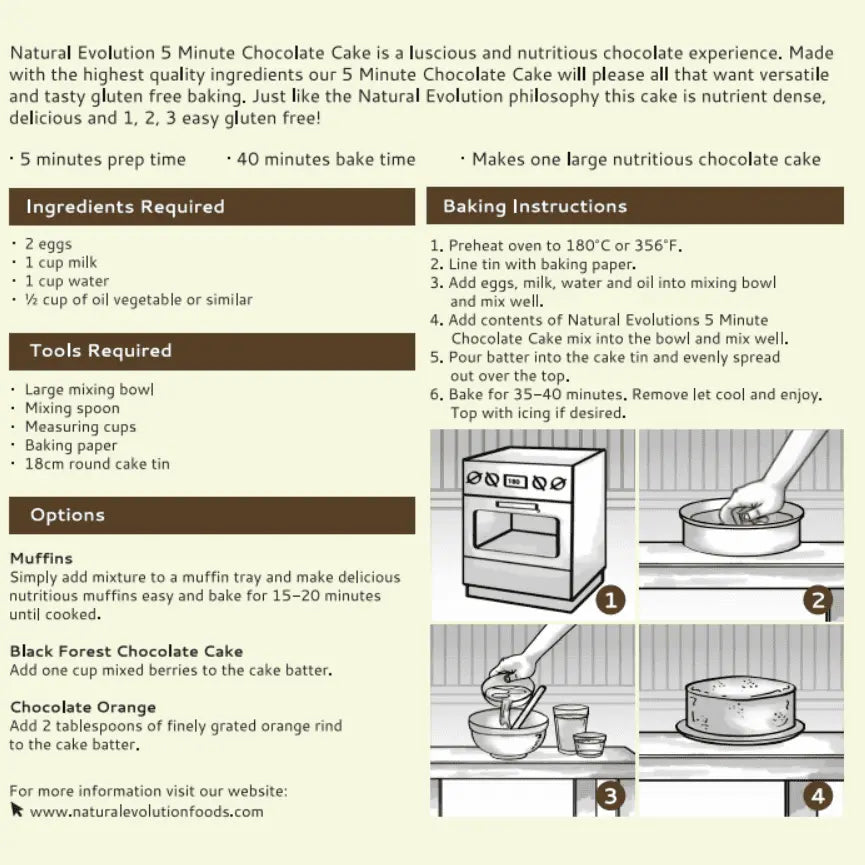 NATURAL EVOLUTION 5-Minute Chocolate Cake Mix 465g NATURAL EVOLUTION