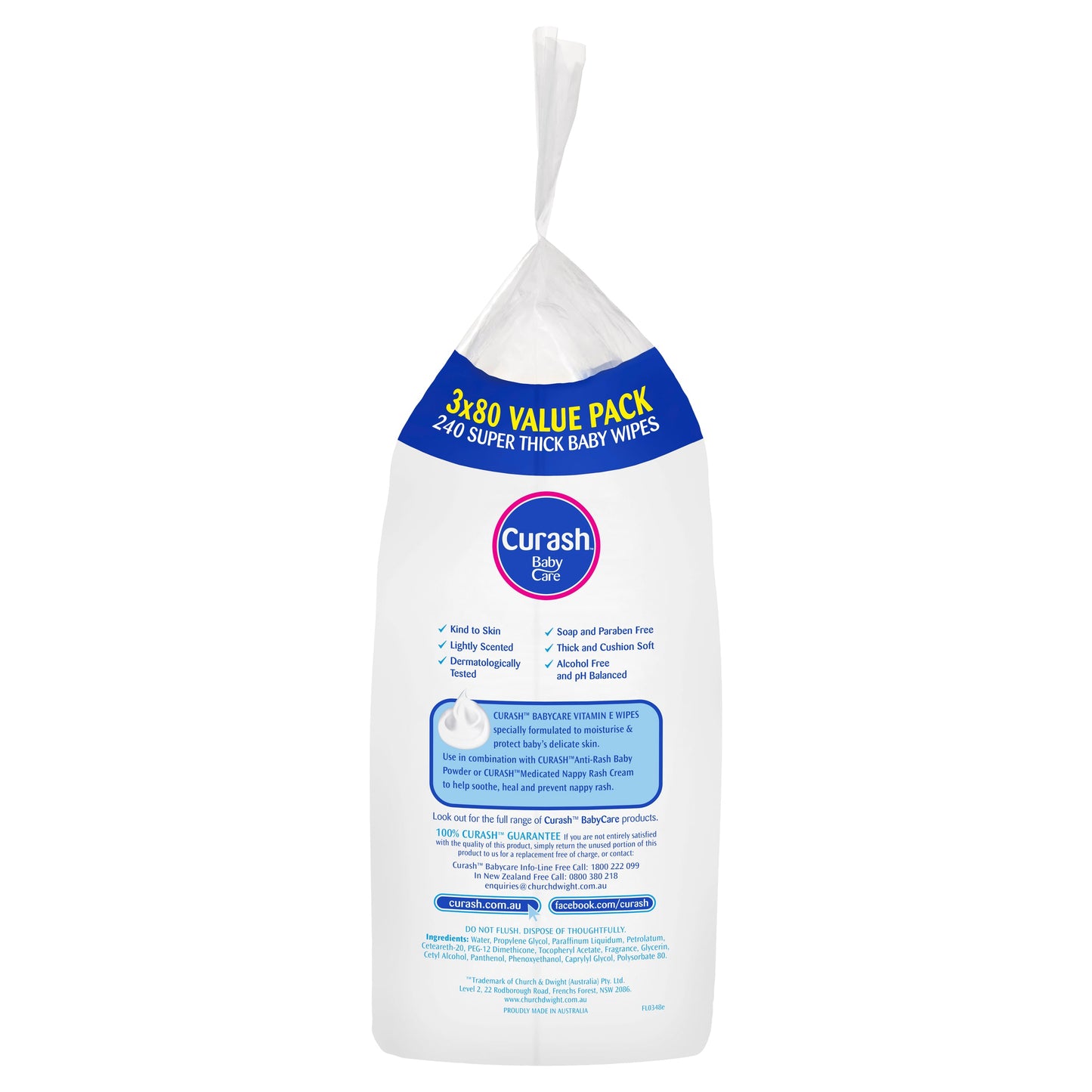 Curash Baby Wipes Original Vitamin E 3 x 80 - Cutprice Online