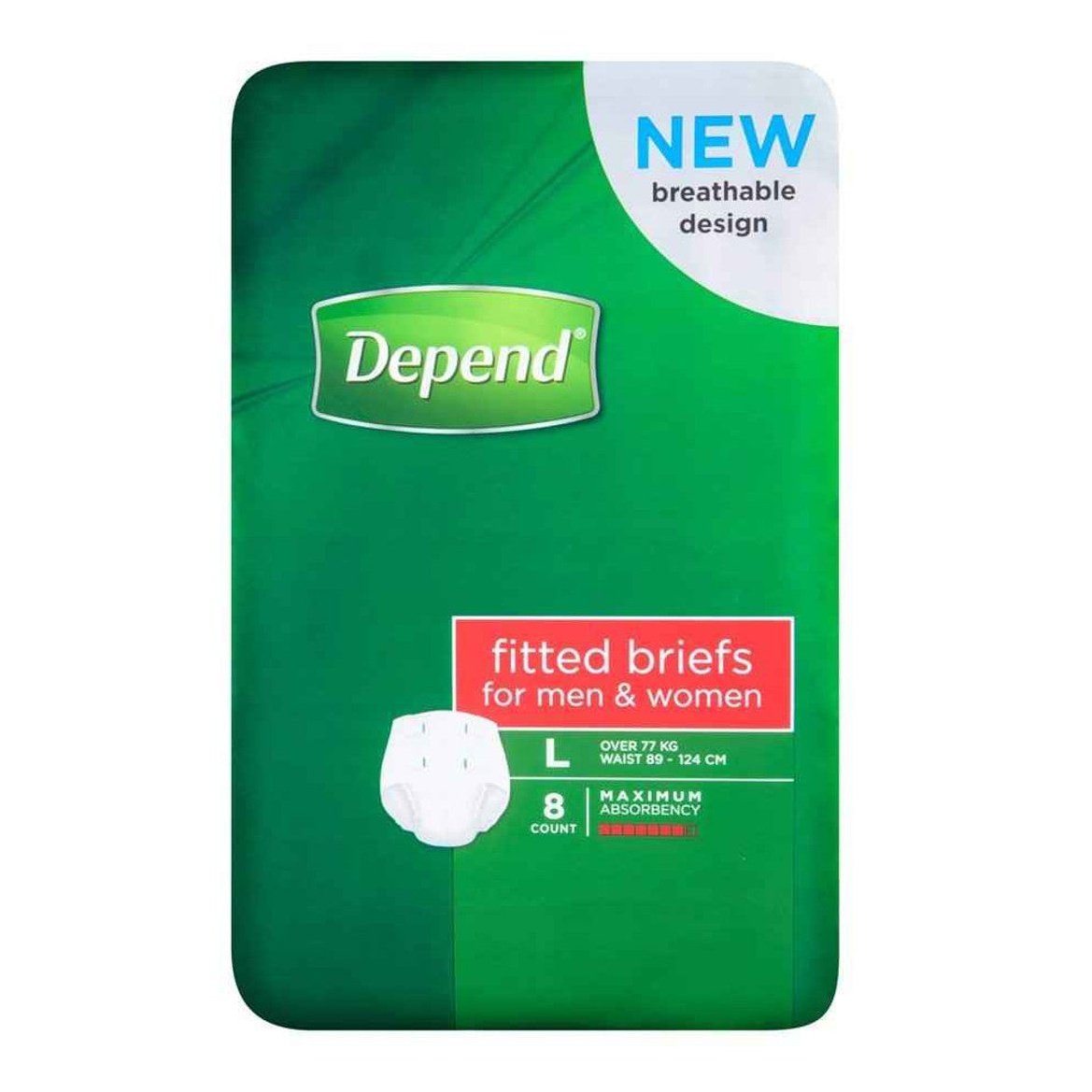 Depend Briefs for Men & Women Large 8 Pack - Cutprice Online