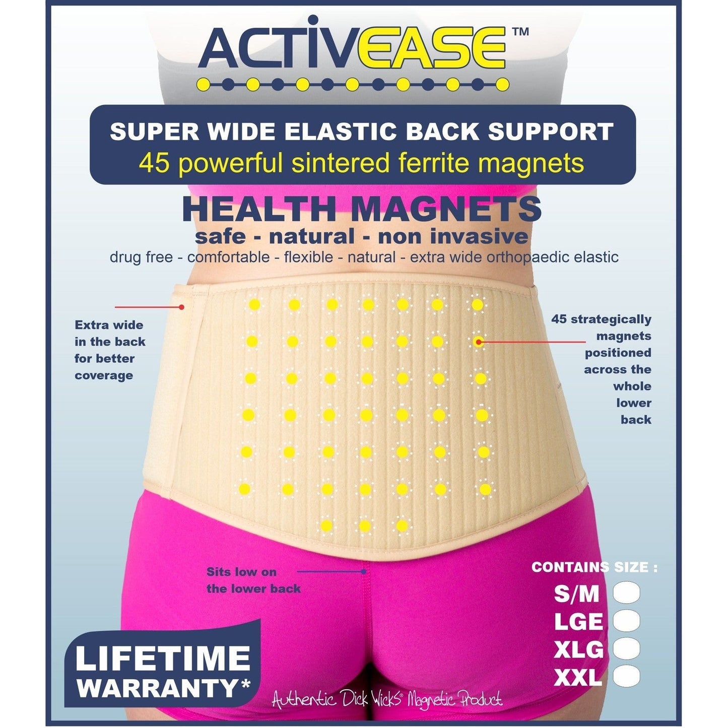 DICK WICKS ACTIVEASE MAGNETIC SUPER BACK SUPPORT - Cutprice Online