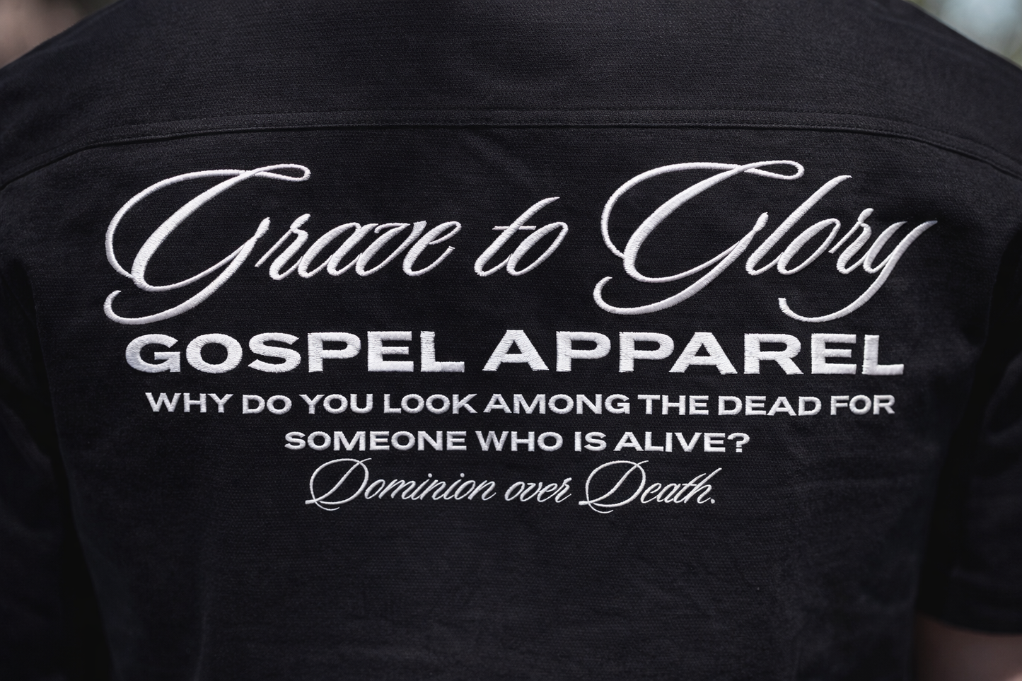 GOSPEL APAREL - BLACK GRAVE TO GLORY BUTTON UP