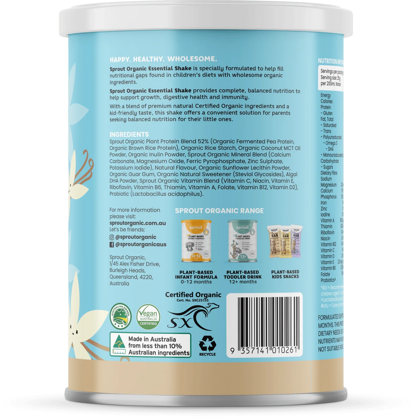 Sprout Organic Essential Shake Vanilla 700 Grams