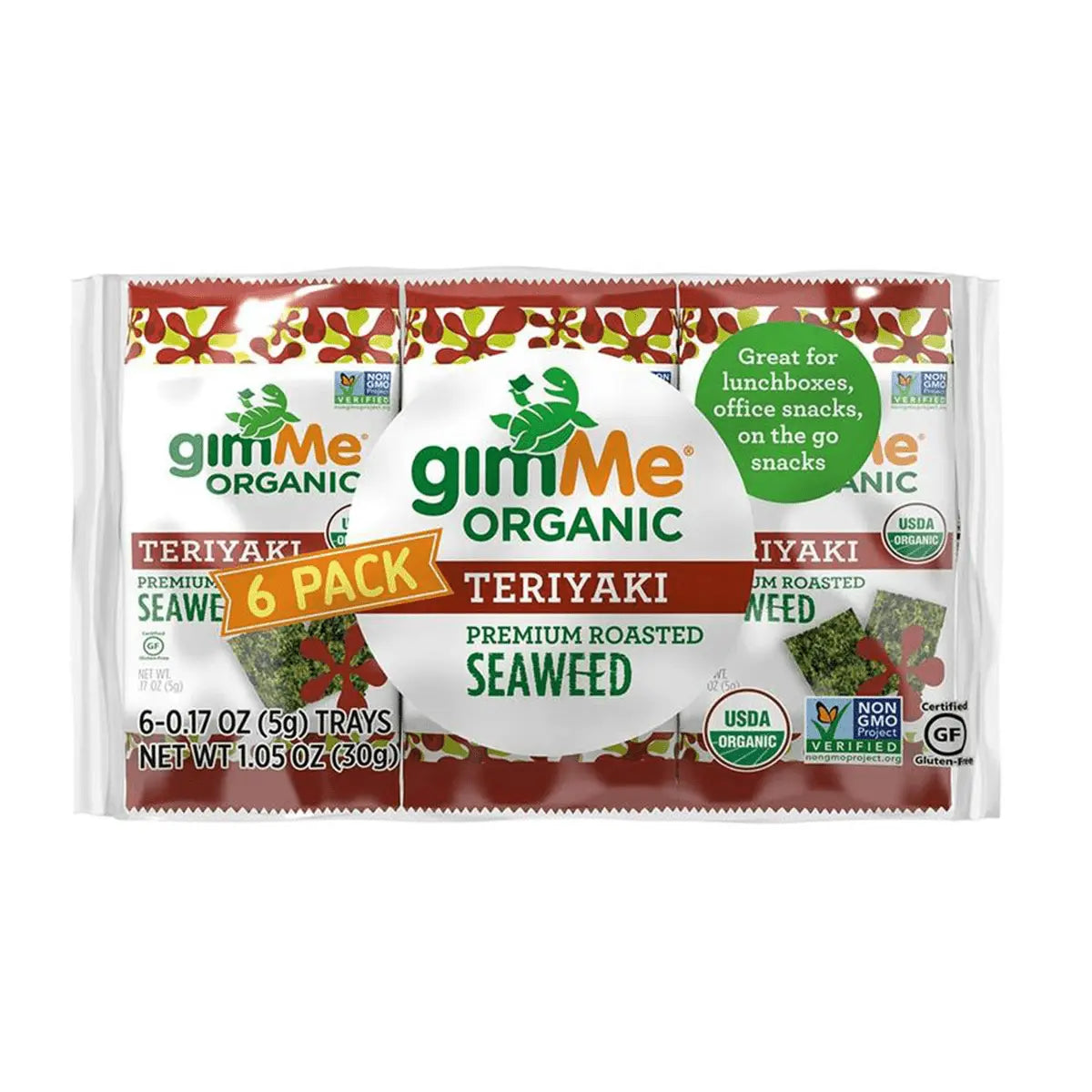 GIMME Roasted Seaweed Snacks Teriyaki - 6 Pack 6x5g GIMME
