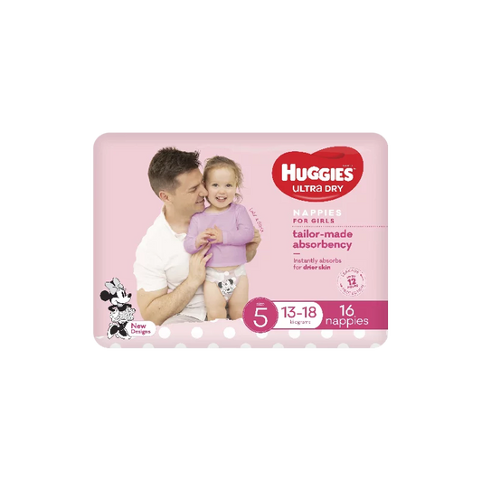 Huggies Ultra Dry Nappies Girl Size 5 (13-18kg) 16 Pack - Cutprice Online
