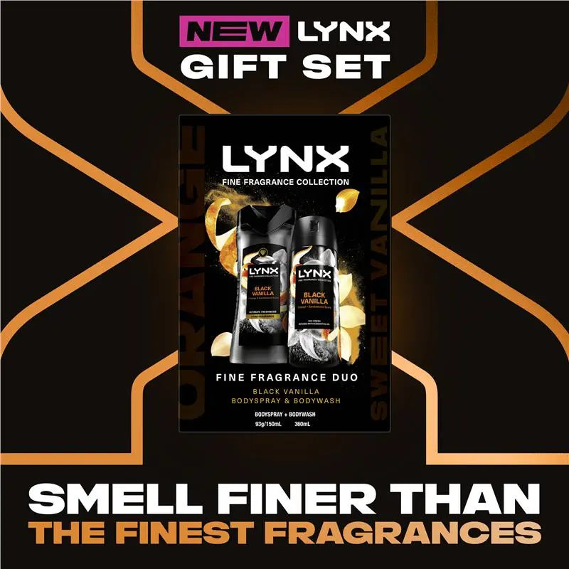 Lynx Fine Fragrance Collection Black Vanilla Body Spray and Body Wash Duo Set