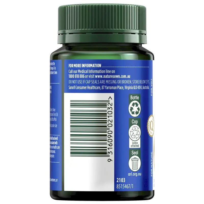 Nature's Own Concentrated Fish Oil Omega Ultra Mini 60 Capsules