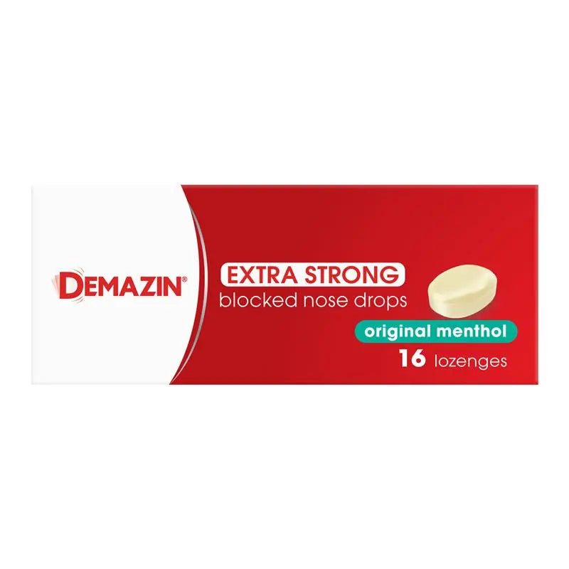 Demazin Extra Strong Blocked Nose Drops Menthol 16 Lozenges