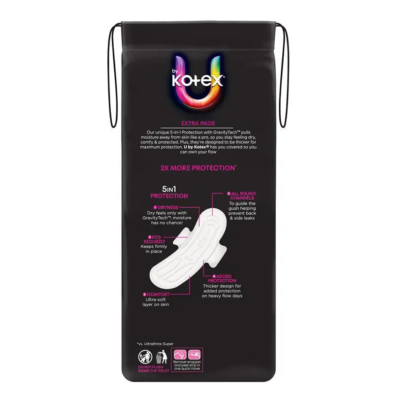 U by Kotex Extra Pads Super with Wings 12 Pack