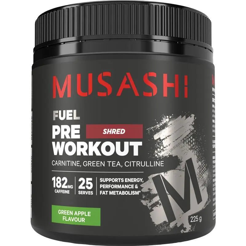 Musashi Pre Workout Shred Green Apple 225g