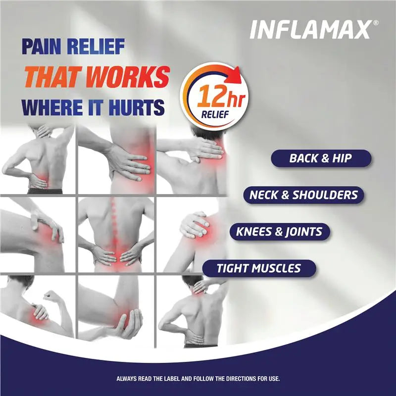 Inflamax Back Pain Heat Patches XL Size 2 Pack