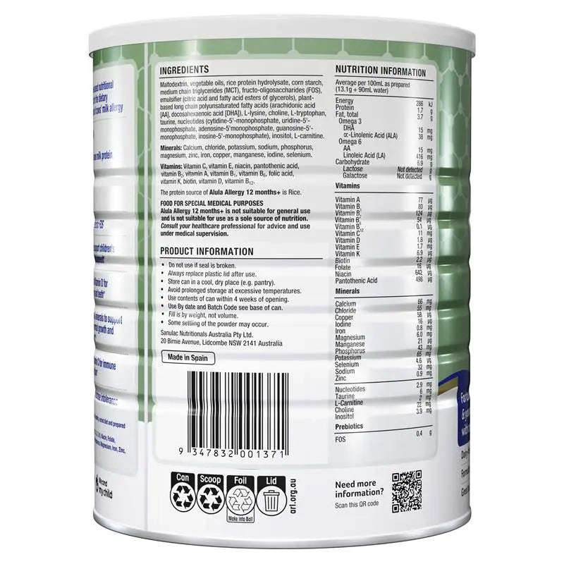 Alula Allergy Rice Drink 12 Months+ 800g