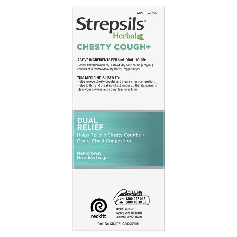 Strepsils Herbal Chesty Cough+ Liquid Cherry Flavour 200ml
