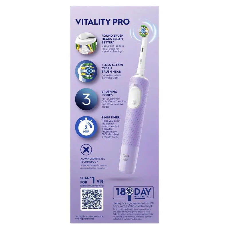 Oral-B Vitality Pro Travel Edition Rechargeable Toothbrush Lilac