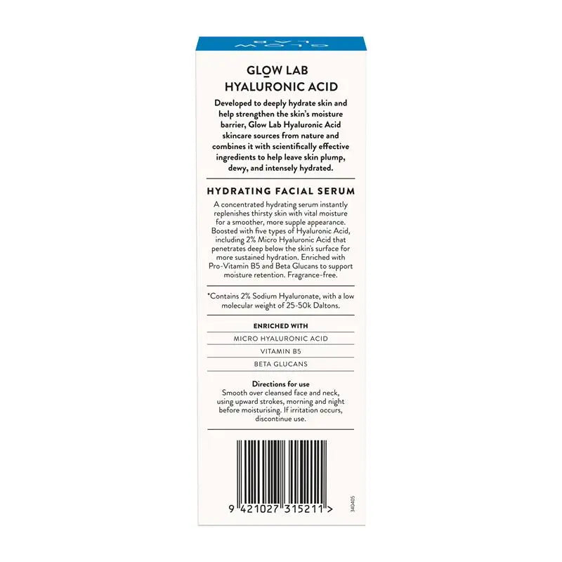 Glow Lab Hyaluronic Acid Hydrating Facial Serum 30ml