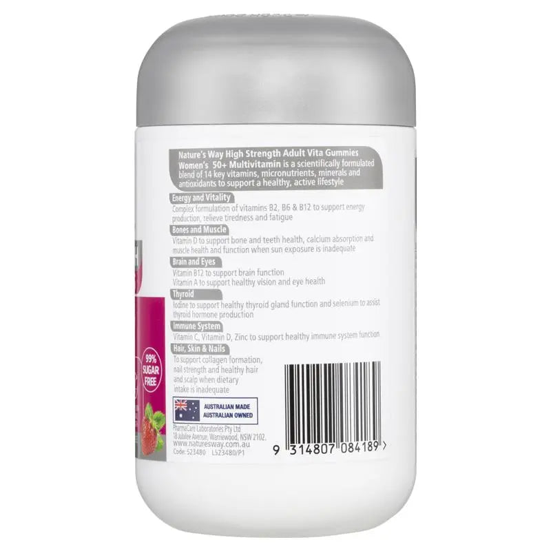 Nature's Way High Strength Adult Vita Gummies Women's 50+ Multivitamin 60 Gummies - Cutprice Online