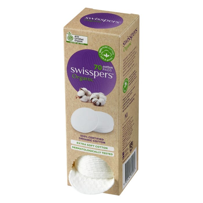 Swisspers Organic Round Cotton Pads Eco Dispenser 70 Pack - Cutprice Online