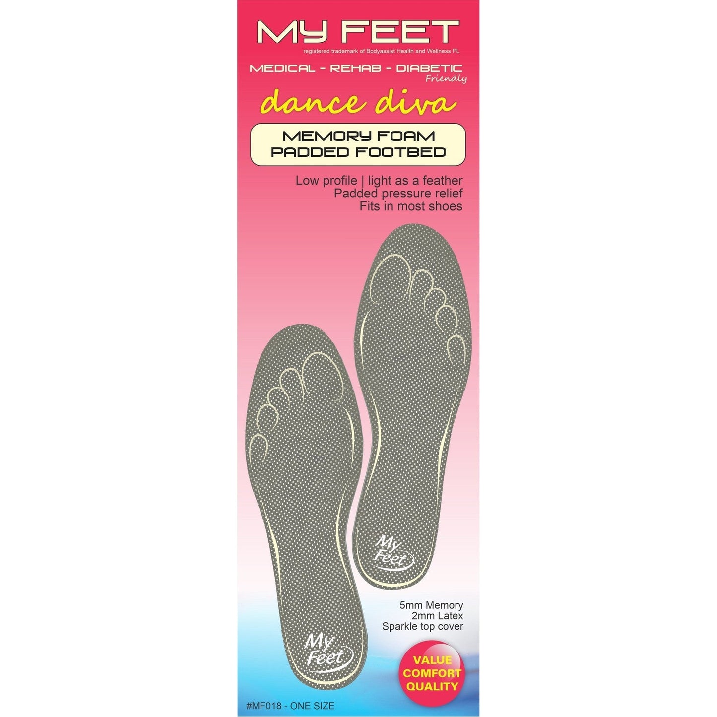 Body Assist My Feet 'dance Diva' Memory Foam Padded Footbeds - One Size - Cutprice Online