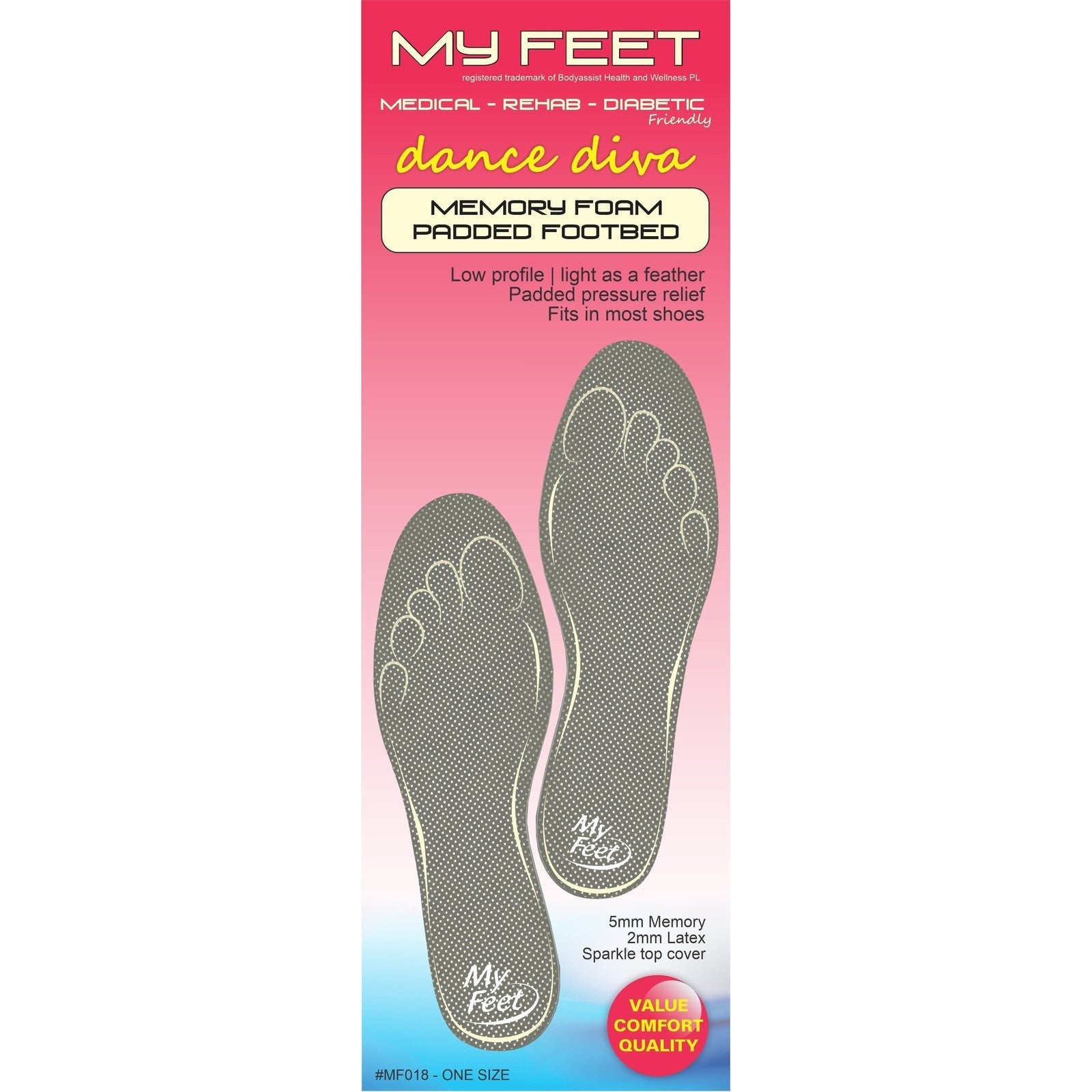 Body Assist My Feet 'dance Diva' Memory Foam Padded Footbeds - One Size - Cutprice Online