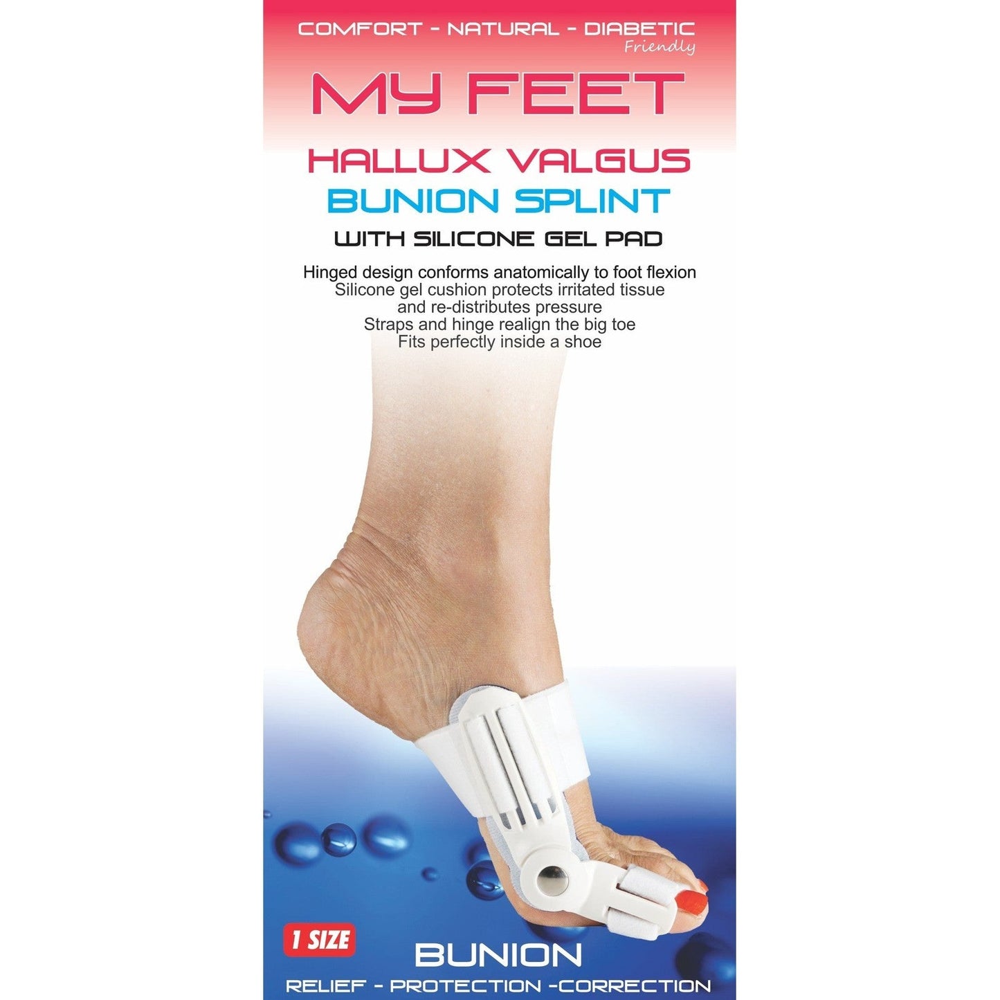 MY FEET HALLUX VALGUS BUNION SPLINT WITH SILICONE GEL PAD - Cutprice Online
