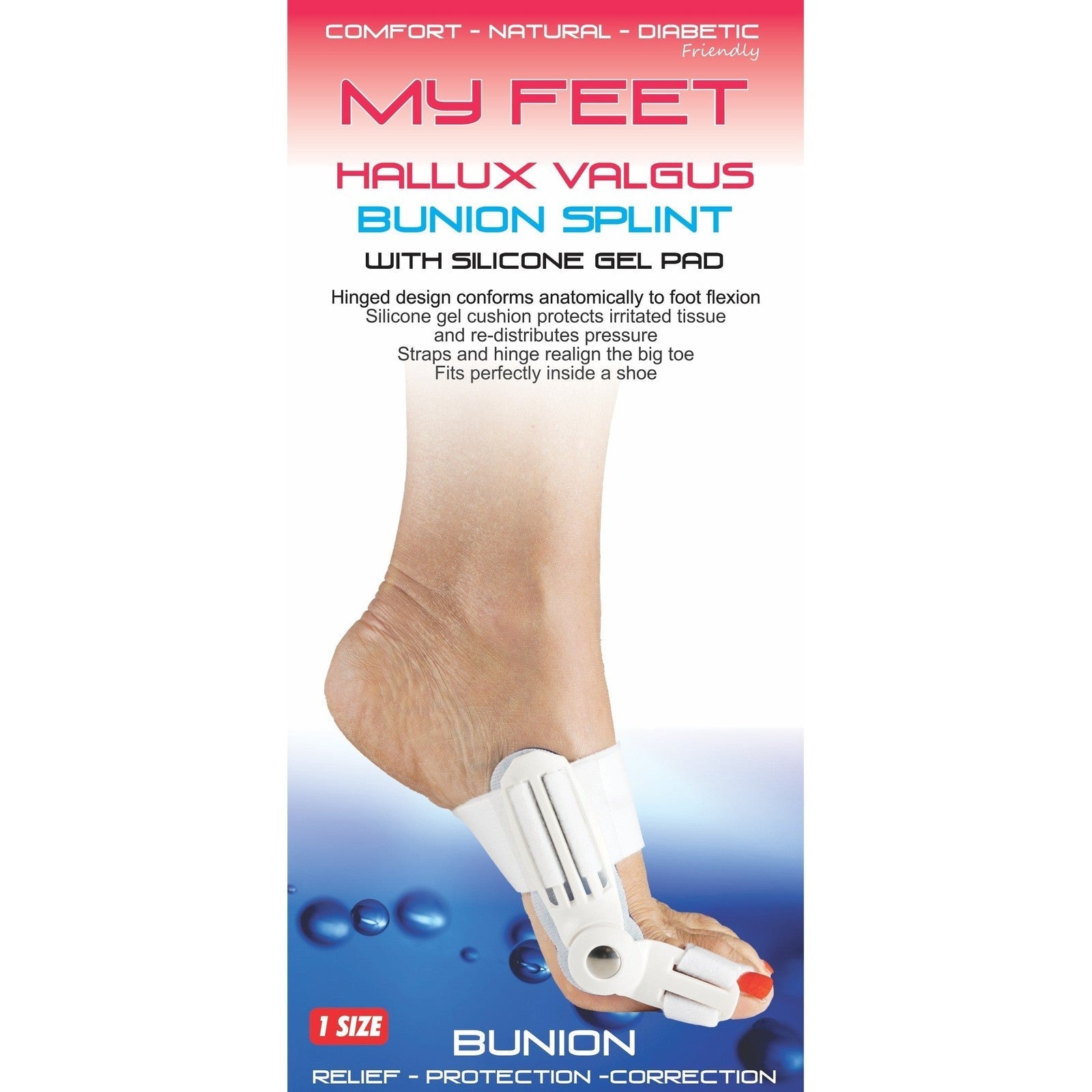 MY FEET HALLUX VALGUS BUNION SPLINT WITH SILICONE GEL PAD - Cutprice Online