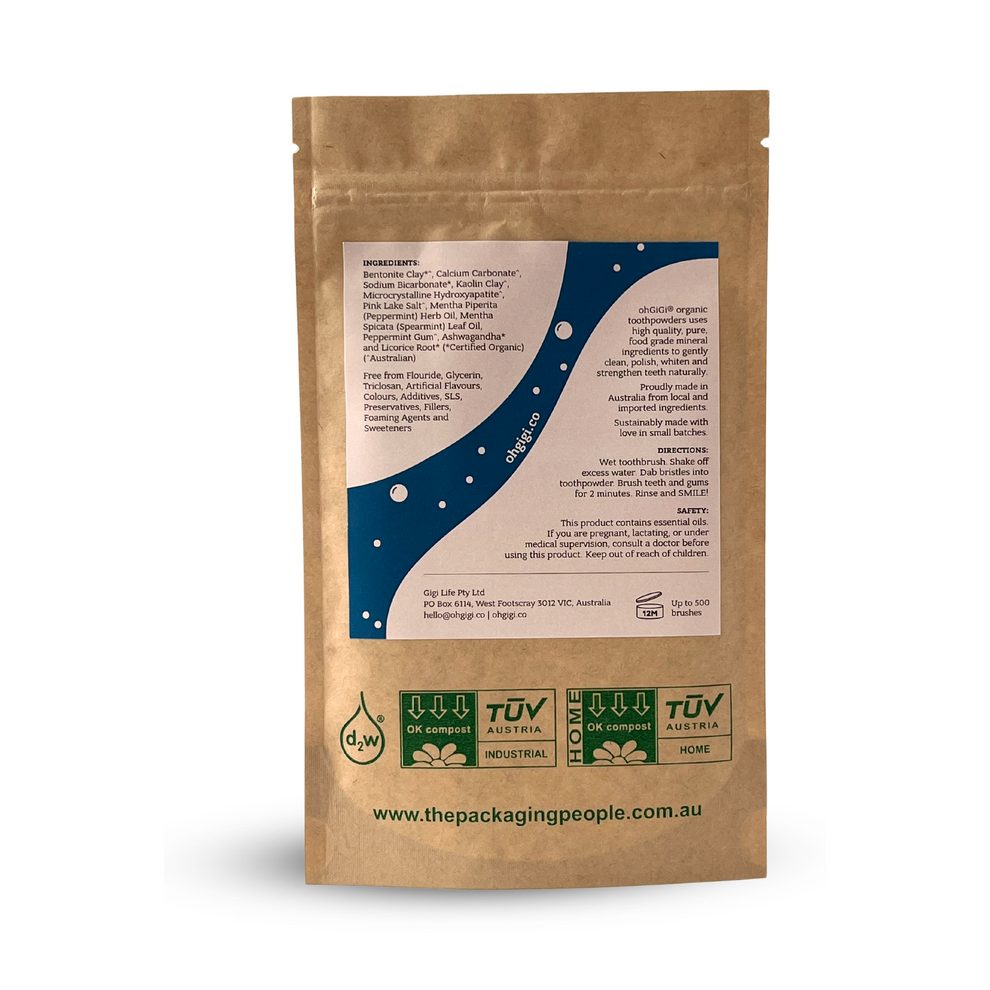 Ohgigi Tooth Powder + Hydroxyapatite Minty Brush Refill 100g - Cutprice Online