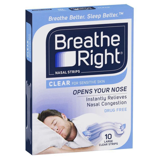 Breathe Right Nasal Strips Clear Large X 10 - Cutprice Online