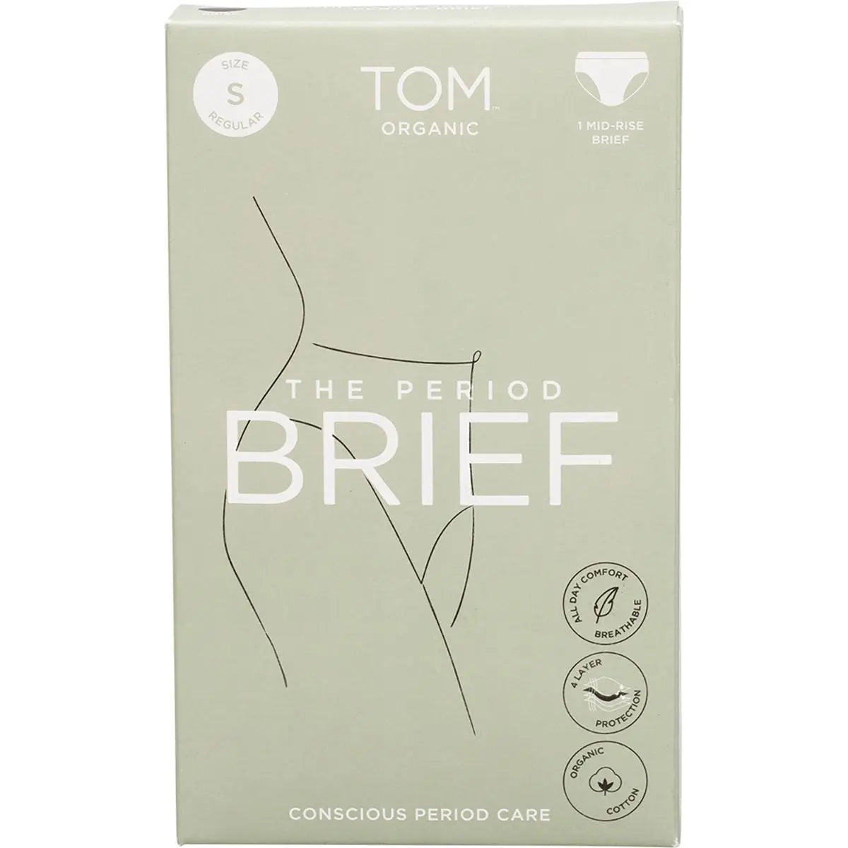 TOM ORGANIC The Period Brief Mid-Rise Black S TOM ORGANIC
