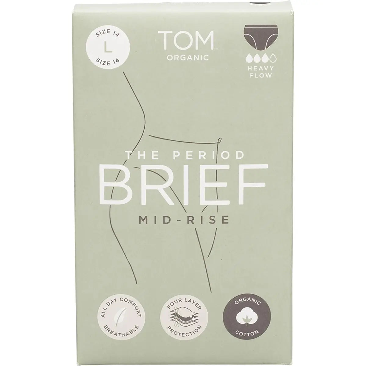 TOM ORGANIC The Period Brief Mid-Rise Black L TOM ORGANIC