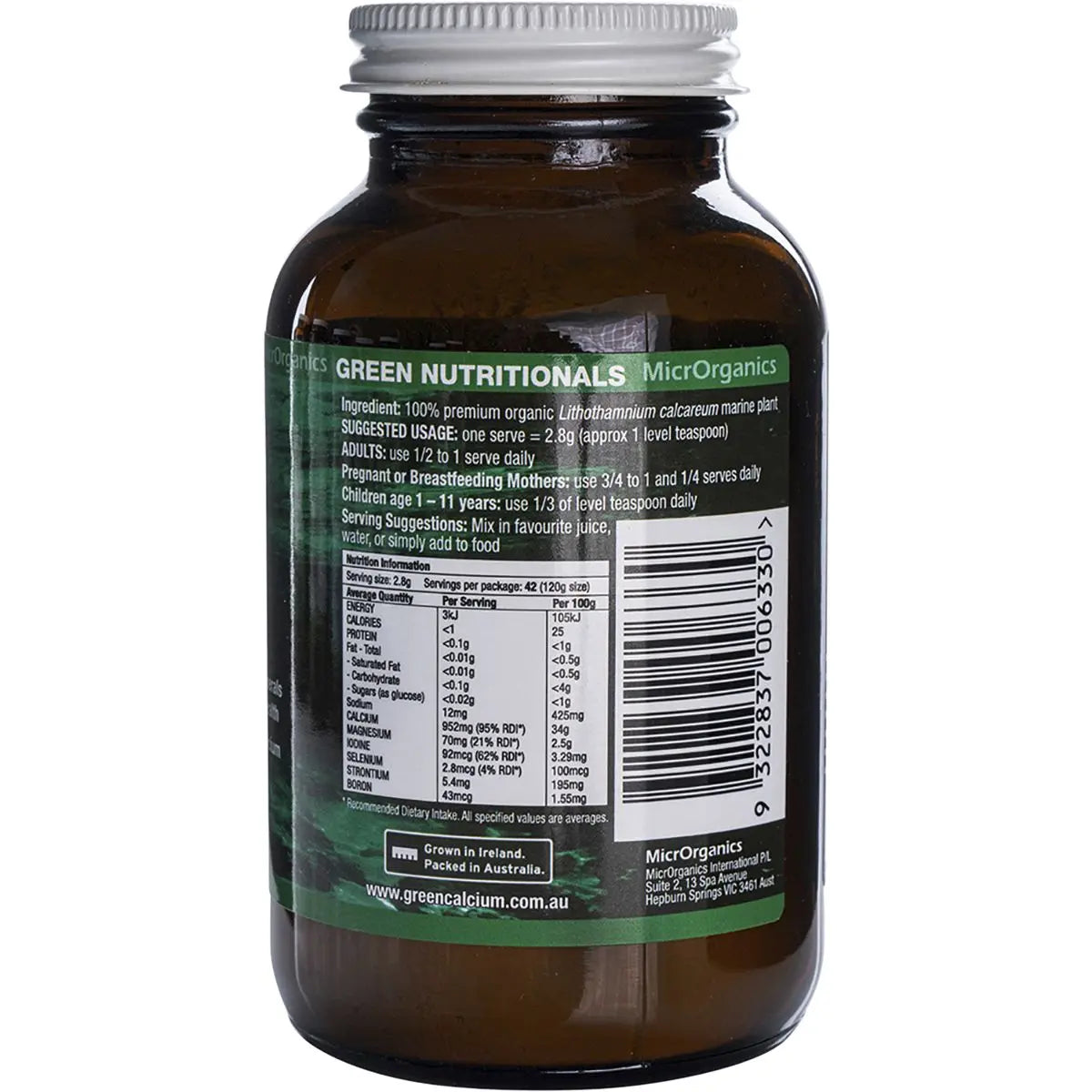 Green Nutritionals Green Calcium Powder (950mg) 100g GREEN NUTRITIONALS