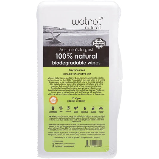 WOTNOT Baby Wipes With Case 100% Biodegradable 20 WOTNOT