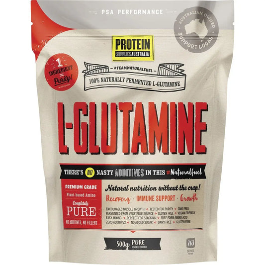 PROTEIN SUPPLIES AUSTRALIA L-Glutamine (Plant-based) Pure 500g PROTEIN SUPPLIES AUSTRALIA