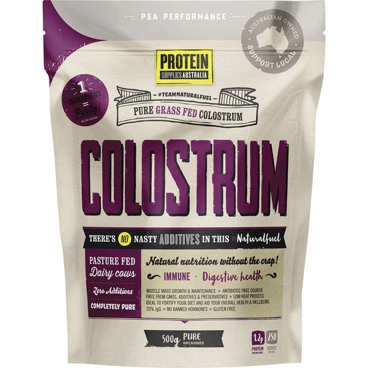 PROTEIN SUPPLIES AUSTRALIA Colostrum (Grass Fed) Pure - 20% Immunoglobulin (IgG) 500g PROTEIN SUPPLIES AUSTRALIA