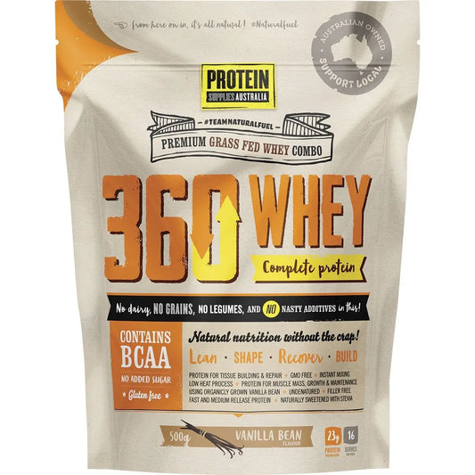 PROTEIN SUPPLIES AUSTRALIA 360Whey (WPI+WPC Combo) Vanilla Bean 500g PROTEIN SUPPLIES AUSTRALIA