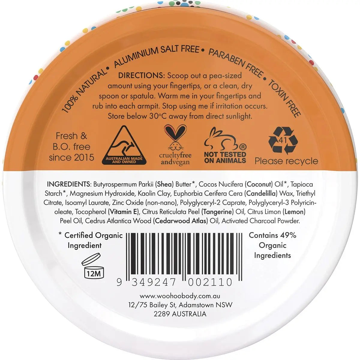 WOOHOO BODY Deodorant Paste (Tin) Tango - Sensitive (Bicarb Free) 60g WOOHOO BODY