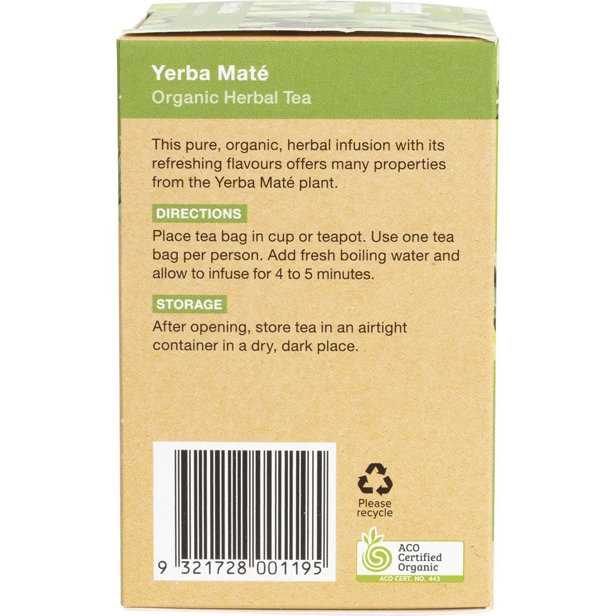 PLANET ORGANIC Herbal Tea Bags Yerba Maté 25 PLANET ORGANIC